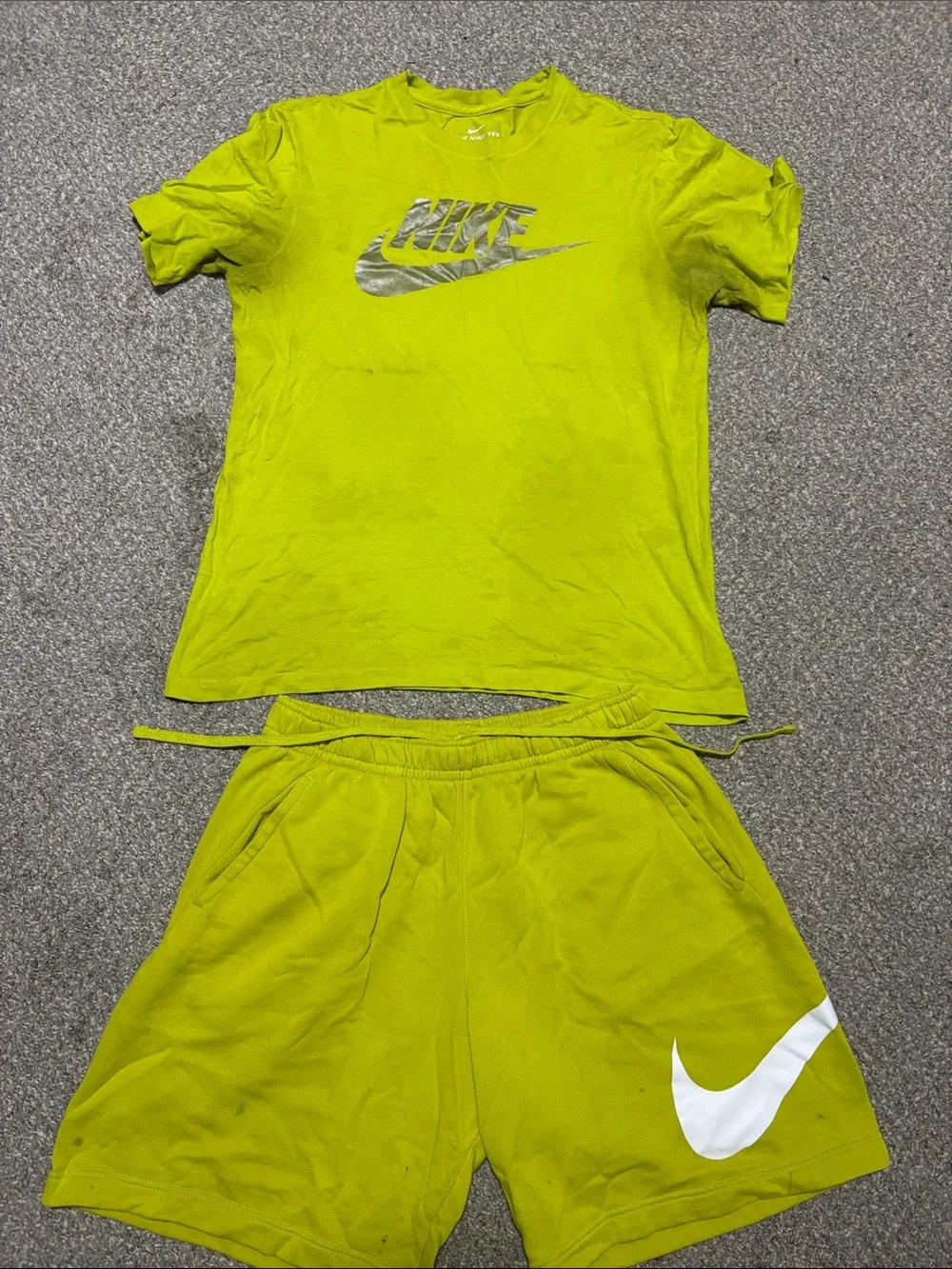 Nike Kids Lime Green Logo Tee & Shorts Set